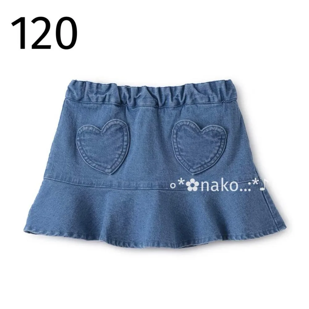 ☆ 新品 120 petit main ハート ポケット スカパン ブルー