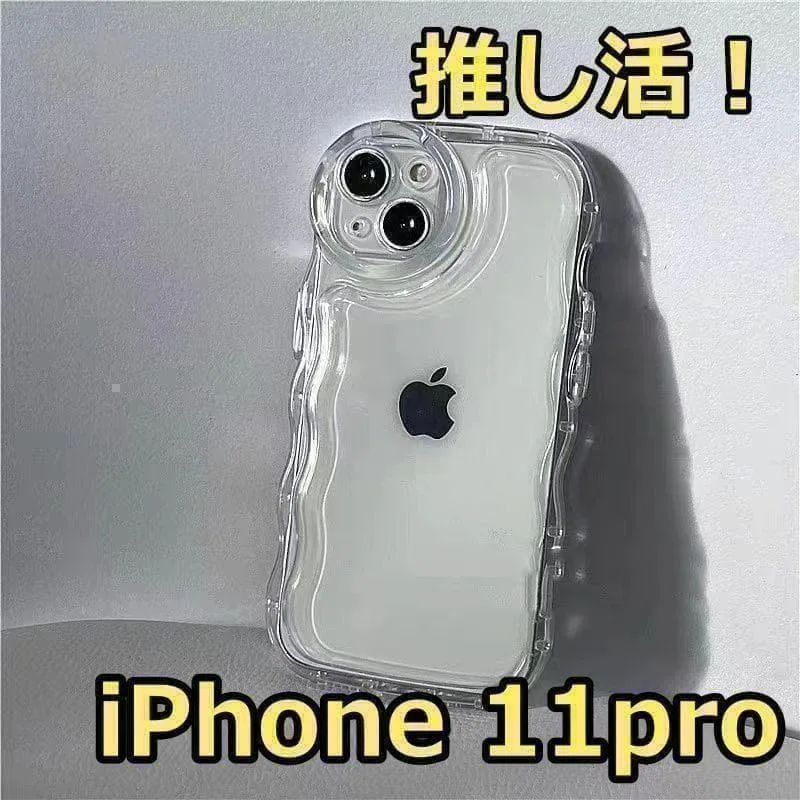 ステッカー入りますi Phone11pro ケース うねうね クリア 20
