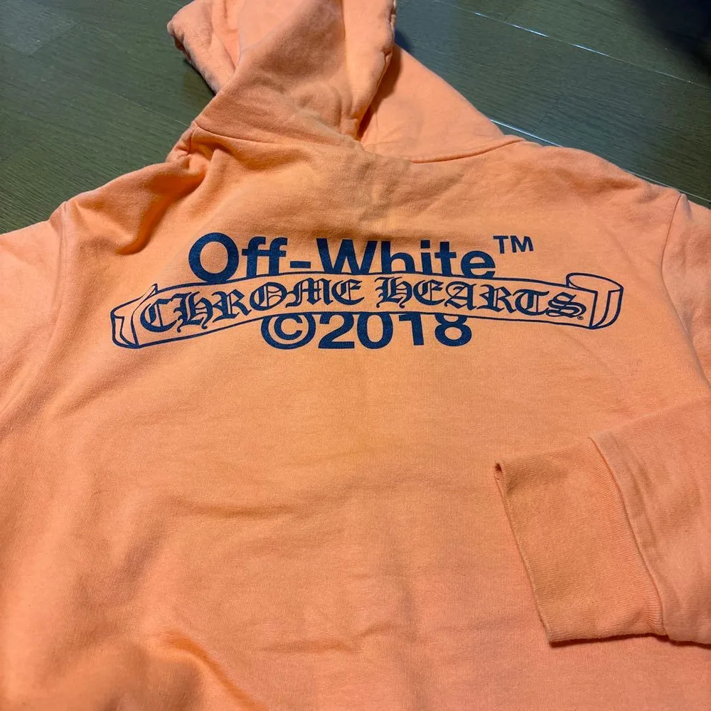 Off-White CHROME HEARTS パーカー オレンジ