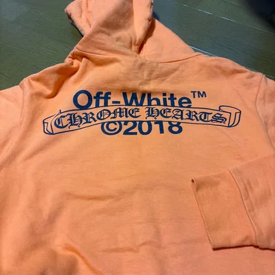 Off-White CHROME HEARTS パーカー オレンジ
