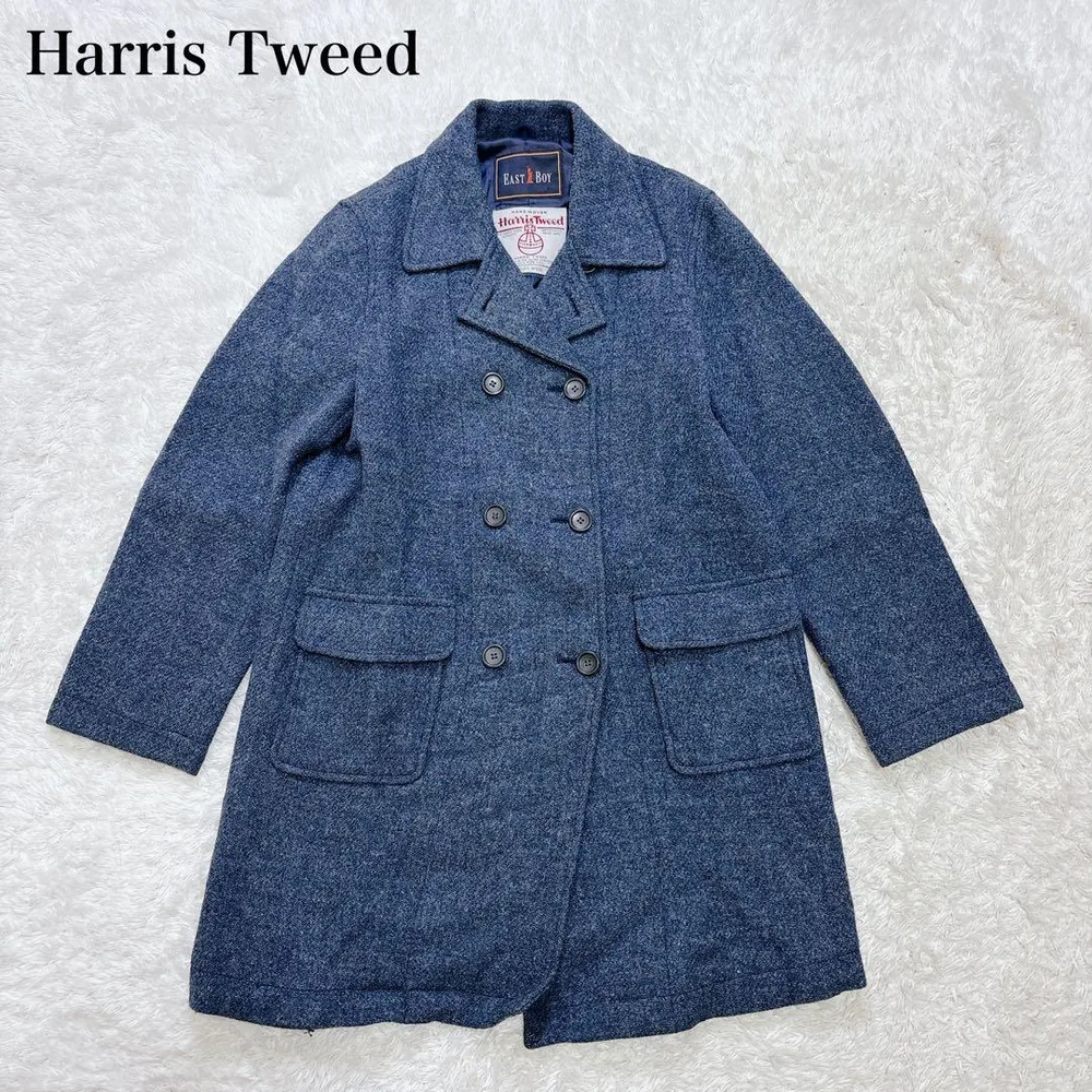 Harris Tweed チェスターコート ダブル ネイビー M