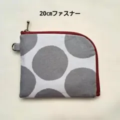 L字型ミニ財布 コンパクト財布 北欧調 にじみ水玉 グレー