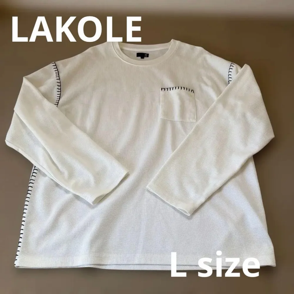 LAKOLE ワッフル 長袖カットソー ホワイト L