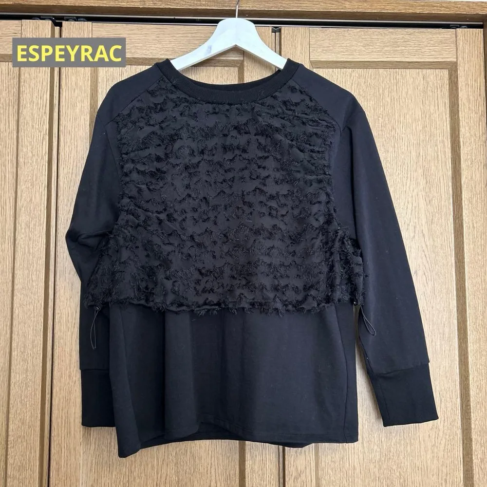 ESPEYRAC ブラック シアーベストドッキング長袖トップス Fサイズ