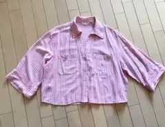 ZARA ストライプ柄シャツ ピンク 七分袖
