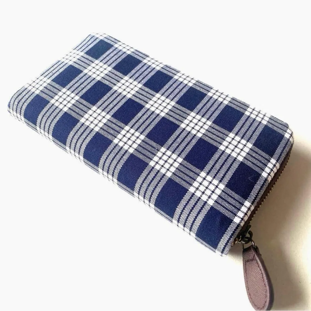 ♡ハンドメイド♡ パラカチェック 紺 長財布 *ハワイアン* ネイビー