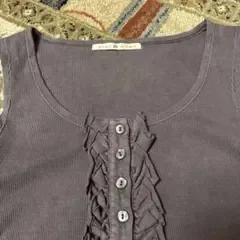 vous meme タンクトップ フリル装飾 パープル