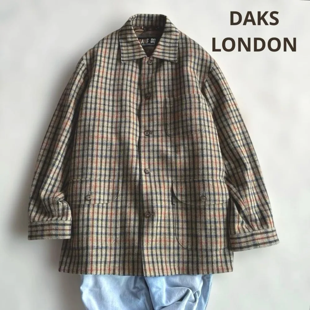 DAKS ダックス メンズ ウール100% 上質 チェックコート LL 日本製