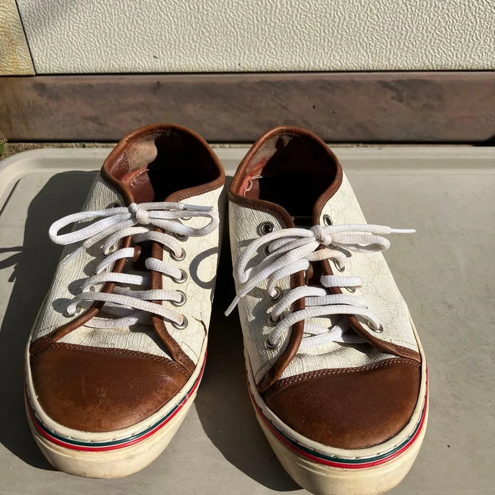 GUCCI グッチ GGパターンキャンバス レザー スニーカー