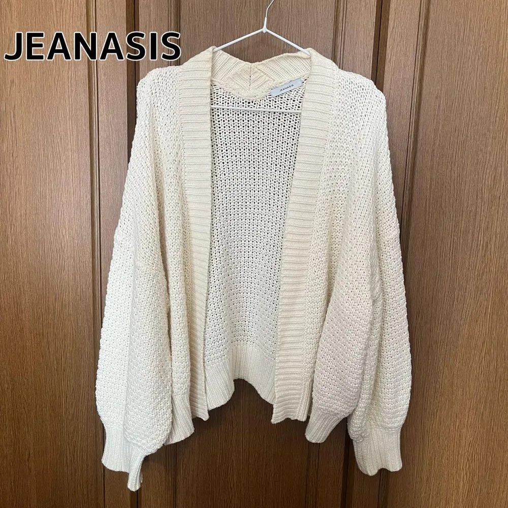 JEANASIS ホワイト ニットカーディガン