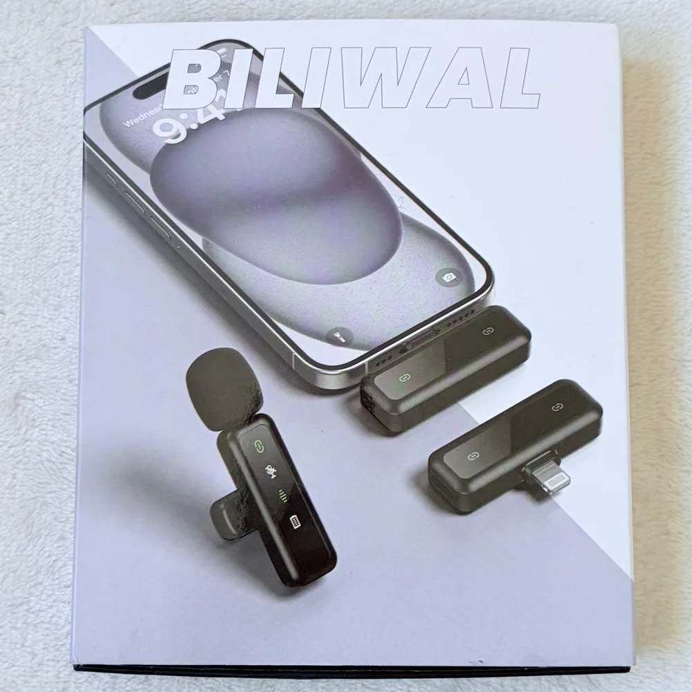 BILIWAL ワイヤレス ピンマイク 1to2 Lightning付属品完備