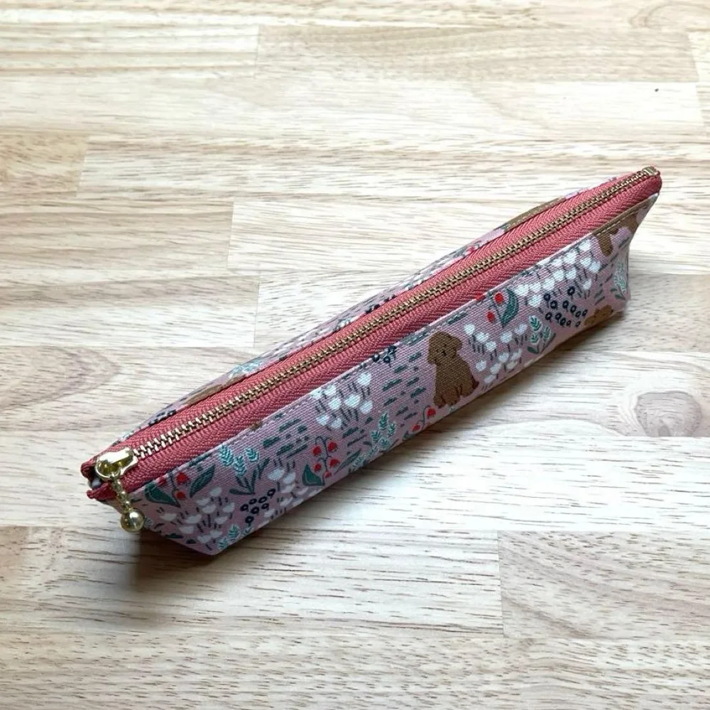 ハンドメイド ミニペンケース フラワードック ピンク
