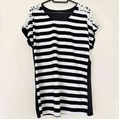 MOMA モマ 肩レース ボーダー カットソー Tシャツ Sサイズ