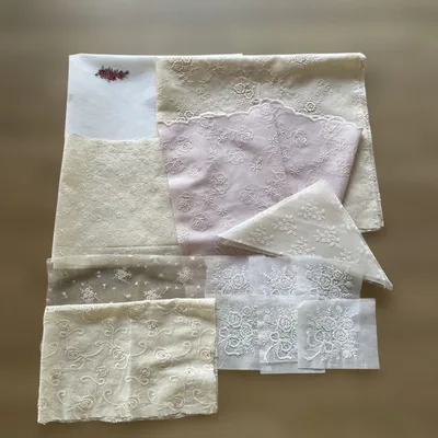 薔薇柄刺繍生地&レース生地セット