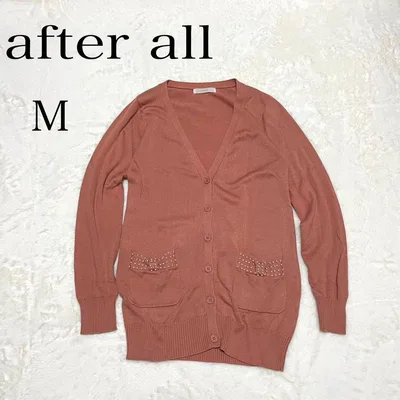 【after all】ロングカーディガン M Vネック リボン ビジュー