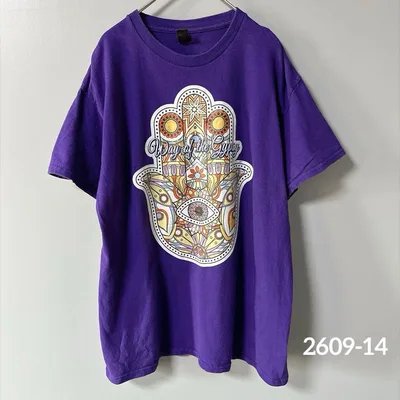 ギルダン Tシャツ クルーネック 半袖 プリント L 紫 綿 デイリー