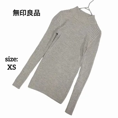 無印良品 長袖 リブニット ウール ハイネック 洗える 無地 秋冬 シンプル