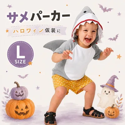 サメコパーカー 仮装 コスチューム ハロウィン イベント キッズ 着ぐるみ L