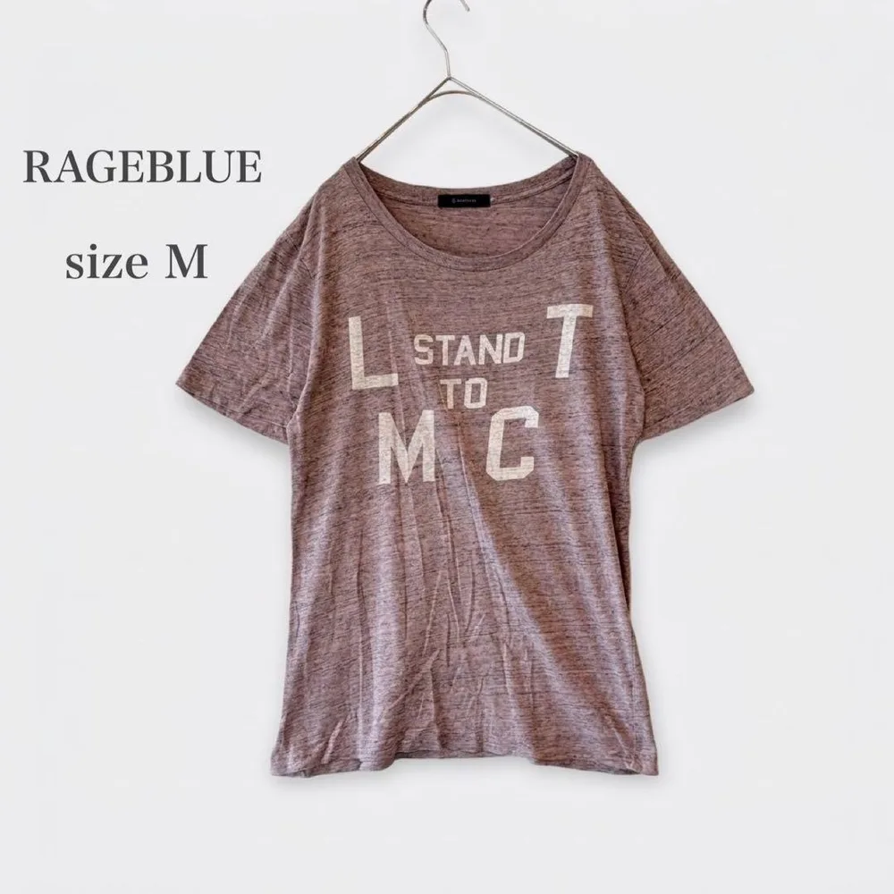 レイジブルー 杢 半袖 Tシャツ M くすみピンク 綿100% バックプリント