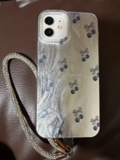 iPhone12 スマホケース チェリー ストラップ付き