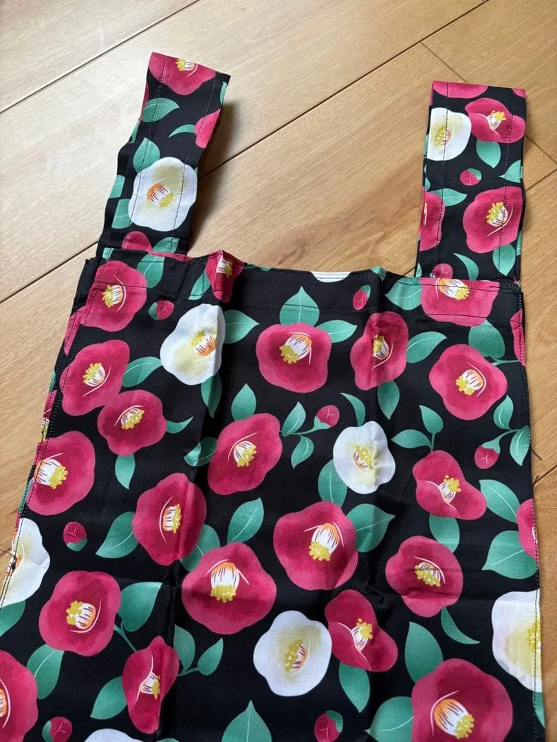 ハンドメイド エコバッグ 椿柄