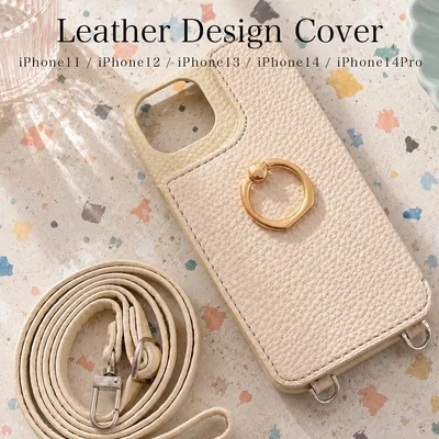 iPhone 12 ショルダーケース レザー スマホケース ミラー付き