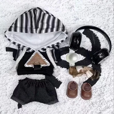 Labubu ぬいぐるみ用 コスチュームセット ストライプパーカー服のみ