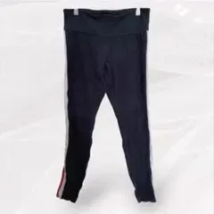 コットンオン レギンス リブ 裾 サイドライン M 濃紺 綿 ジム