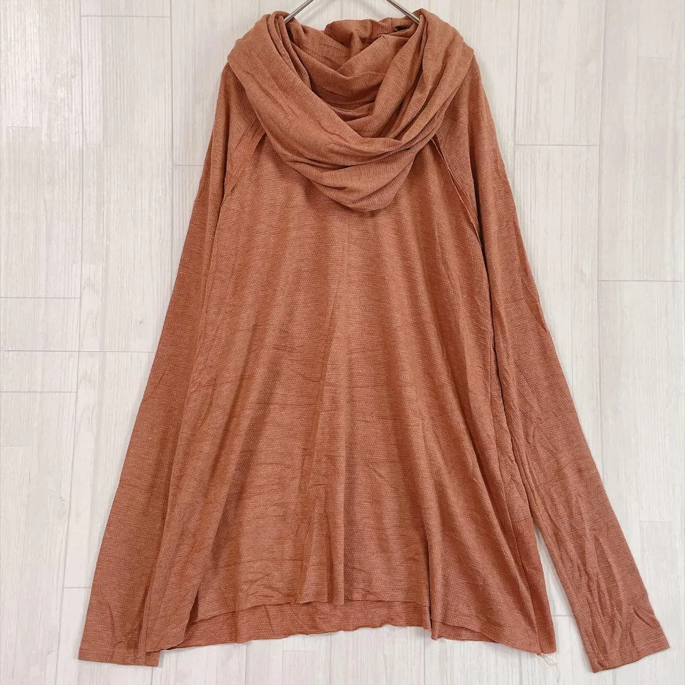 10-130 【M-L】 アドラ チュニック 長袖 ドレープネック 無地 米国製