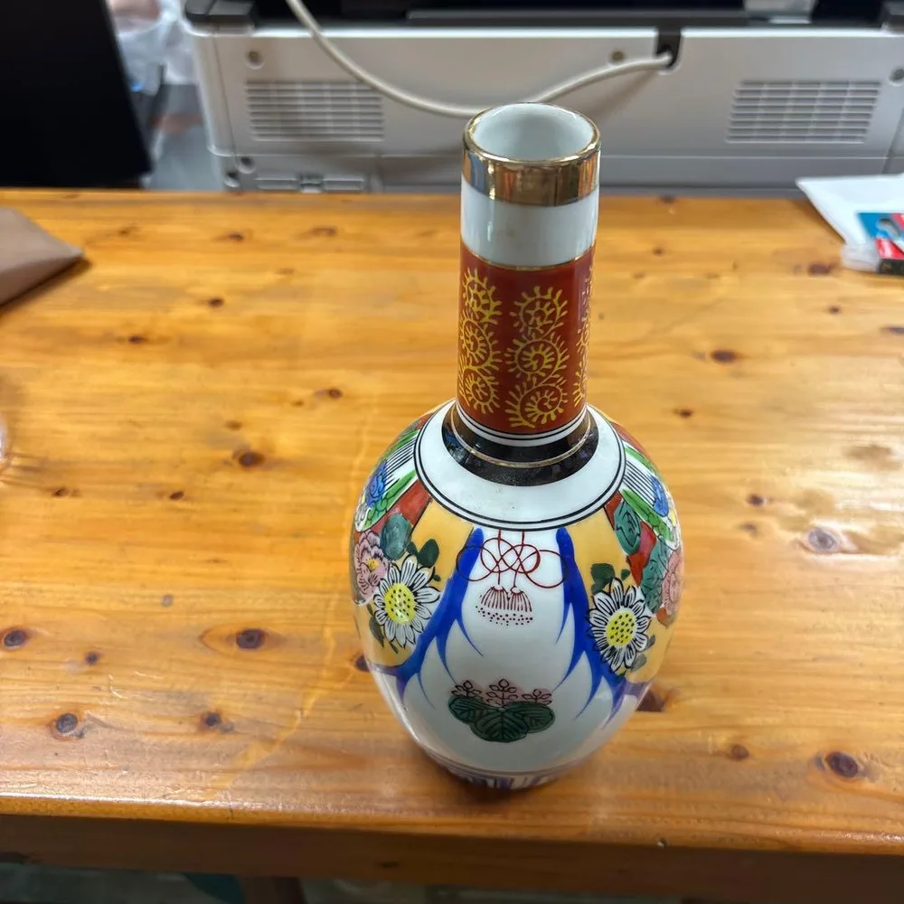 九谷焼 花瓶 華やかな絵付け 陶磁器
