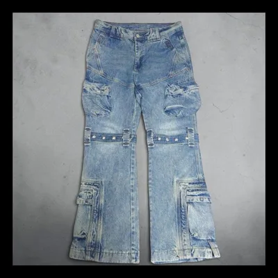 Archive Y2K Studded Baggy Cargo Denim XL