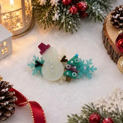 雪の結晶 クリスマス ヘアクリップ 雪だるま クリスマスツリー