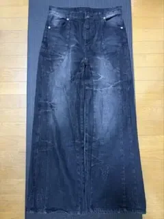 Seam Design Wide Straight Denim Pants
