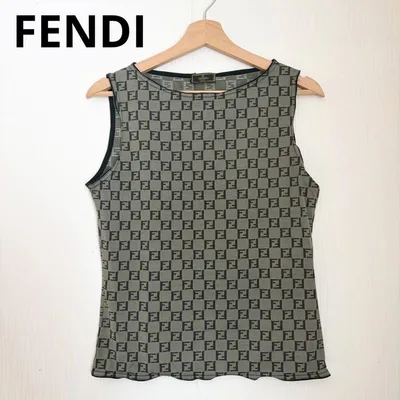 【美品】フェンディ カットソー ズッカ柄 総柄 ノースリーブ