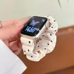 Aサイズ AppleWatchバンド シュシュ ドット シアー フリル ホワイト