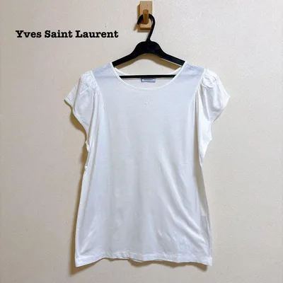 イヴサンローラン YSL ロゴ刺繍 フレンチスリーブ Tシャツ