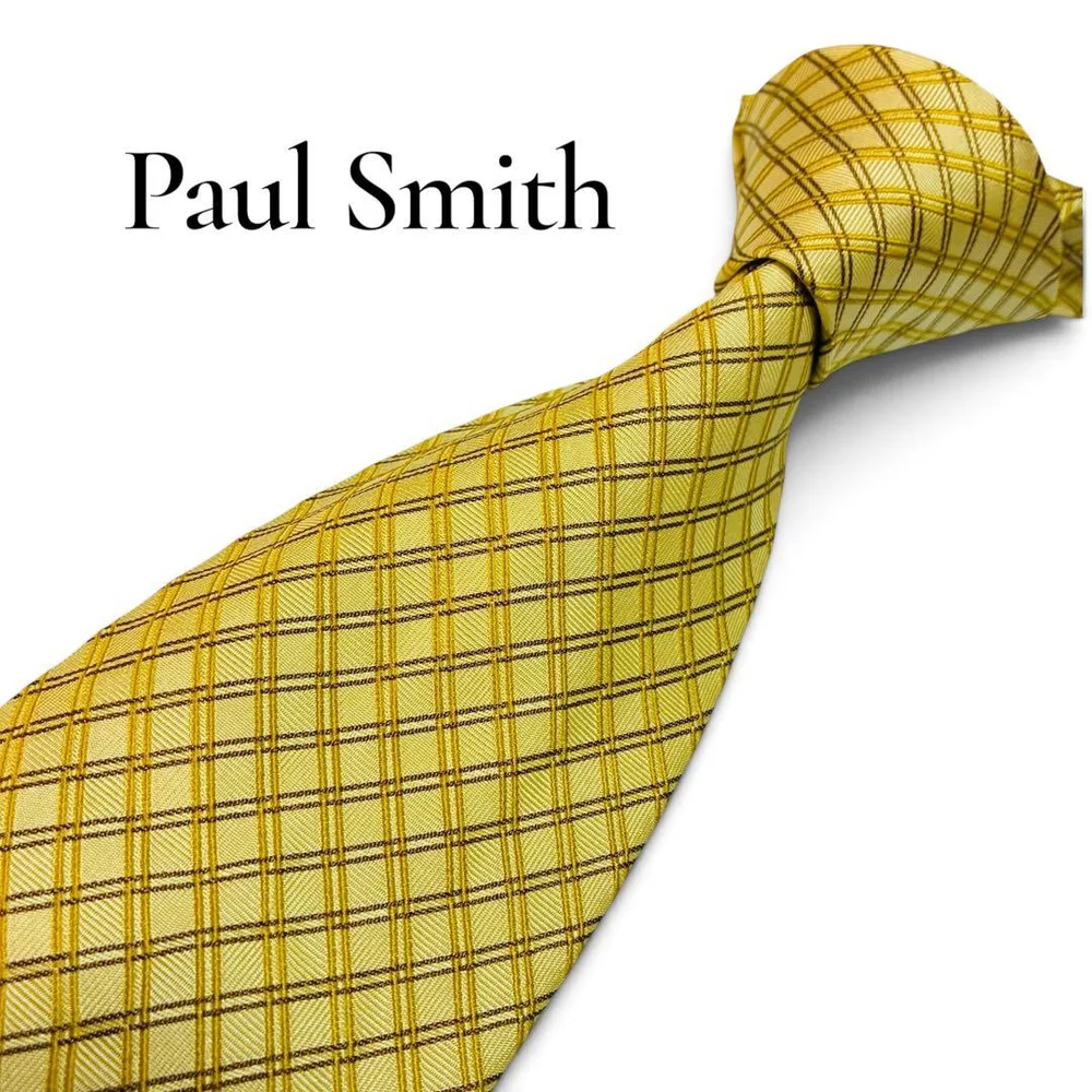 【極美品】Paul Smith シルクネクタイ チェック柄 イエロー系