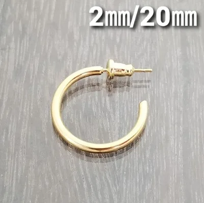 2㎜フープスタッドピアス☆ゴールド【外径20㎜/1個】ステンレスピアス