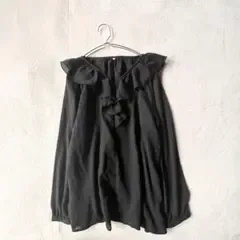 【シーズンリーズン】長袖ブラウス(M)フリルカラー トップス フェミニン 黒