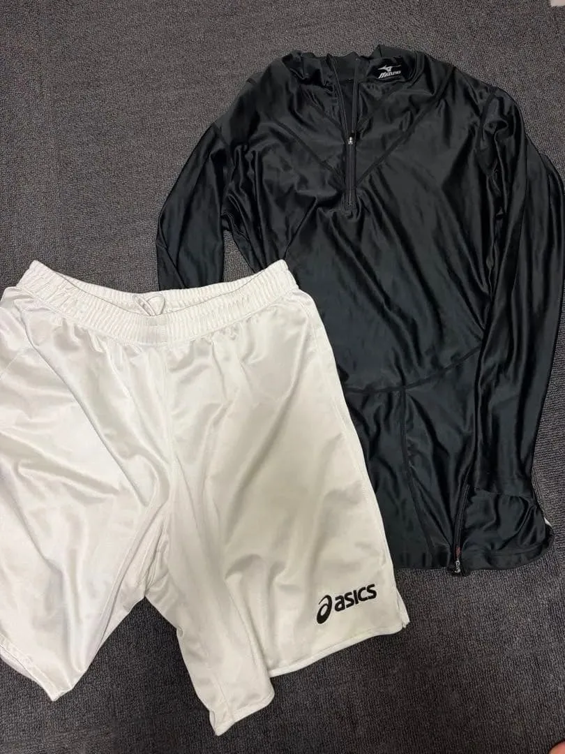 Mizuno バイオギアハーフジップシャツ asics ハーフパンツ セット