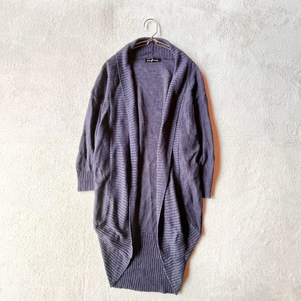 【グリーンレーベルリラクシング】ロングカーディガン(F)麻100 ショールカラー