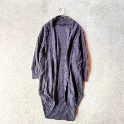 【グリーンレーベルリラクシング】ロングカーディガン(F)麻100 ショールカラー
