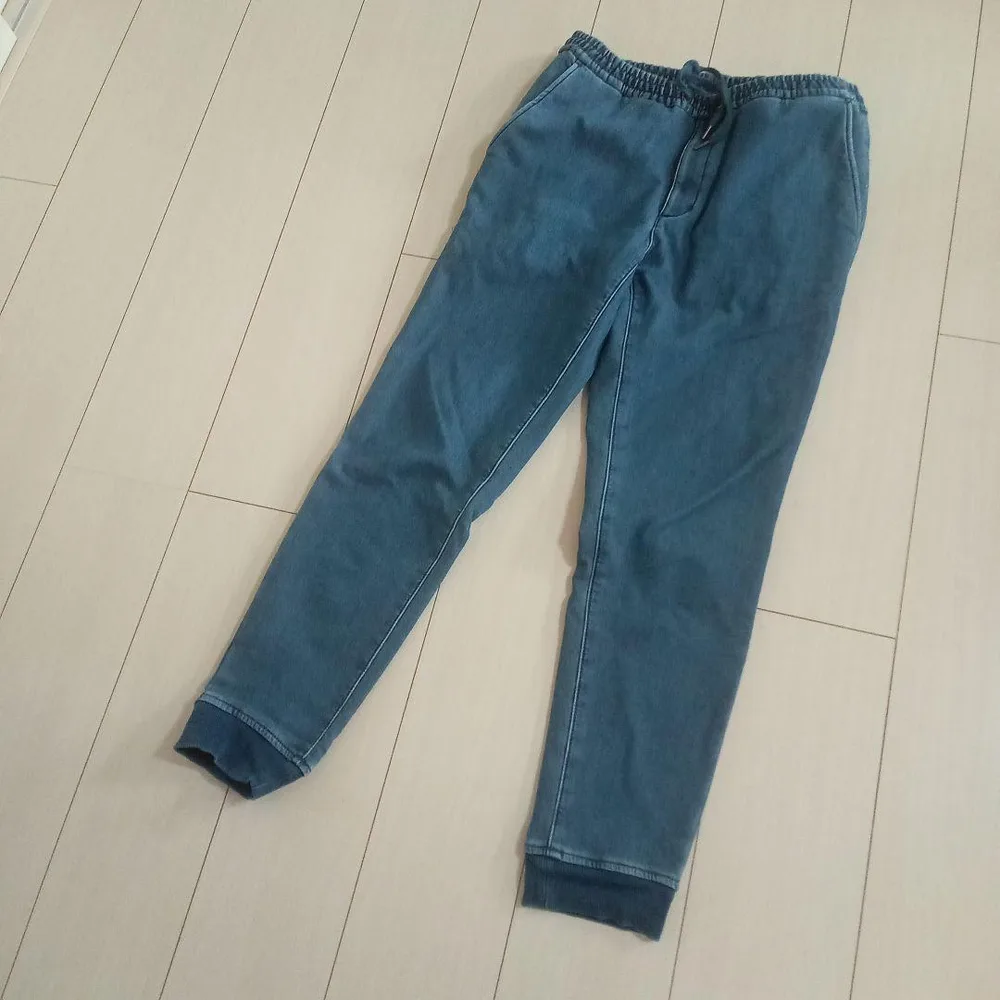 ✨美品✨デニム調裏起毛ジョガーパンツ✨インディゴ✨Sサイズ✨