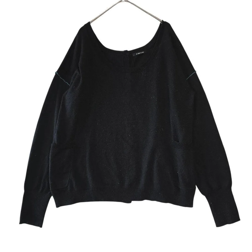 AS KNOW AS PINKY ショルダー 黒 ニットカットソー長袖 2way
