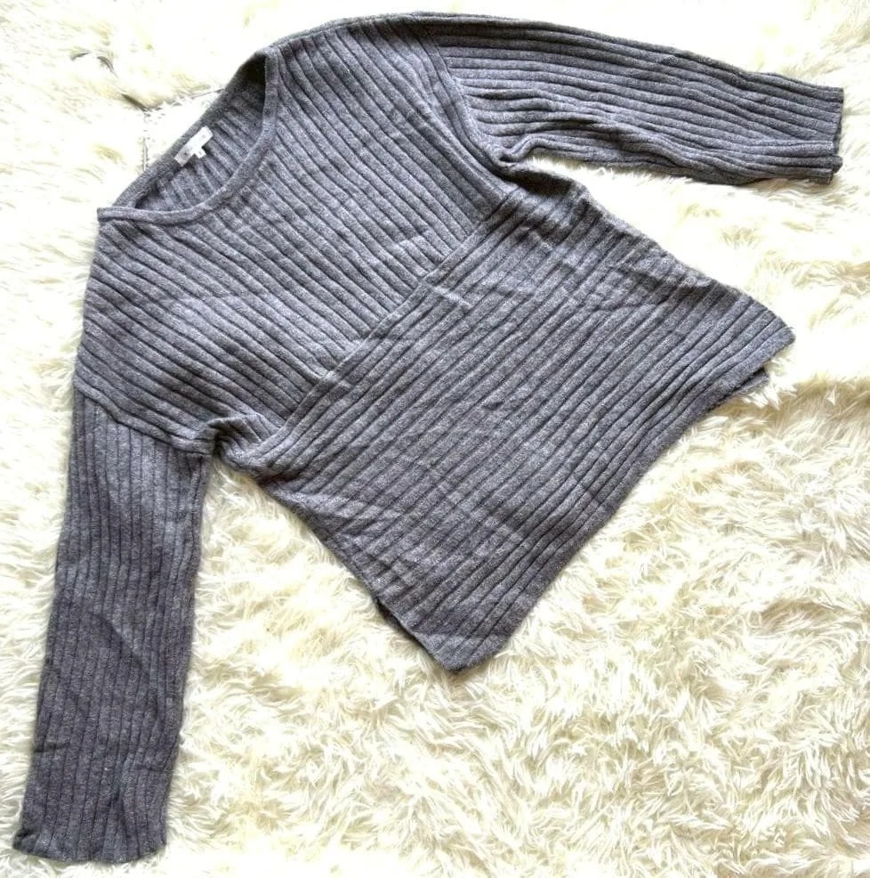 ザショップティーケー リブニット グレー F ワールド ビスチェ風 七分袖