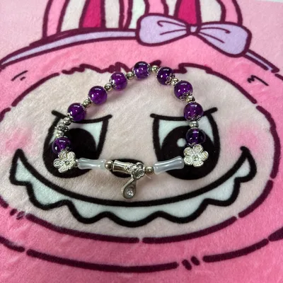 ハンドメイド ビーズブレスレット フラワーチャーム