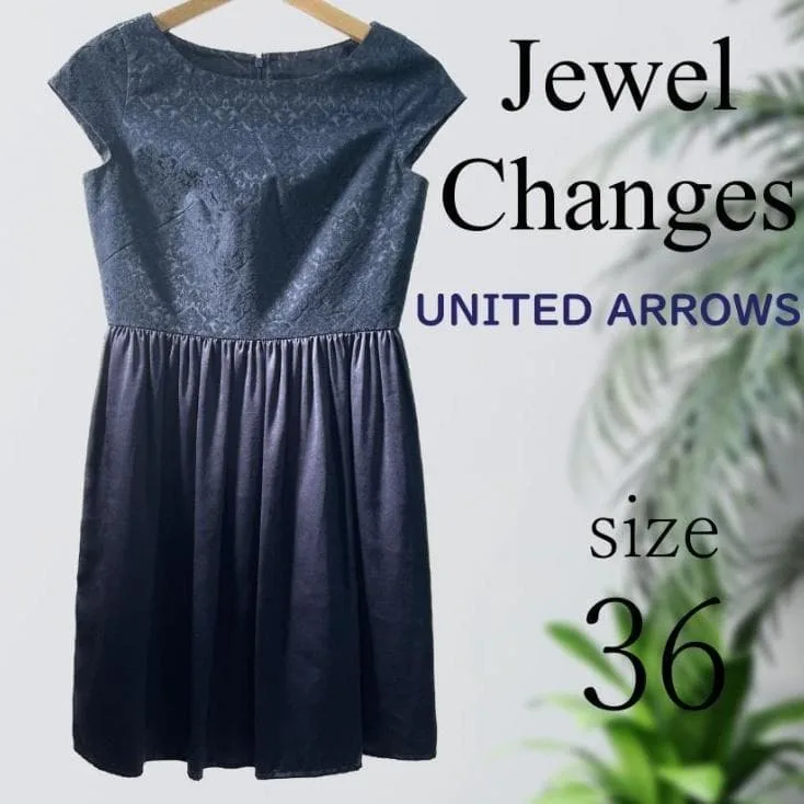 【美品】Jewel Changes ドレス ワンピース レディース 36 濃紺