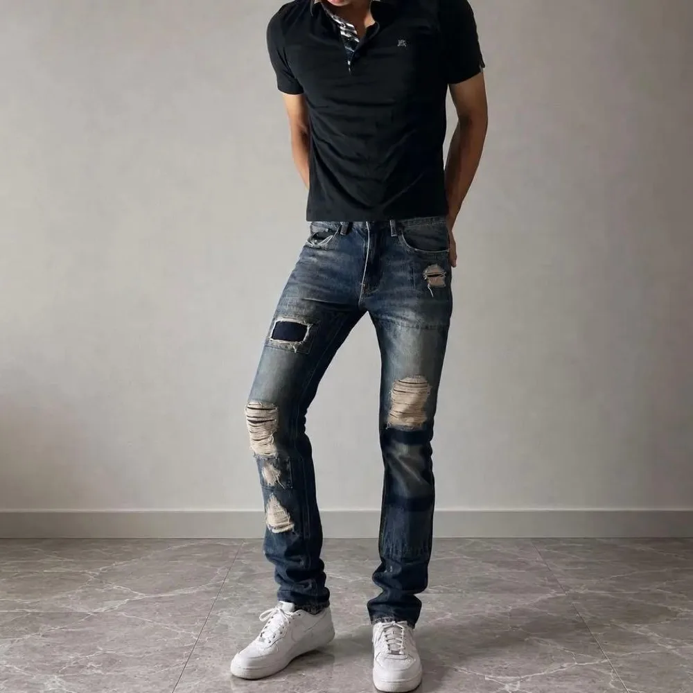 Archive damage skinny denim swag 襤褸 丈長