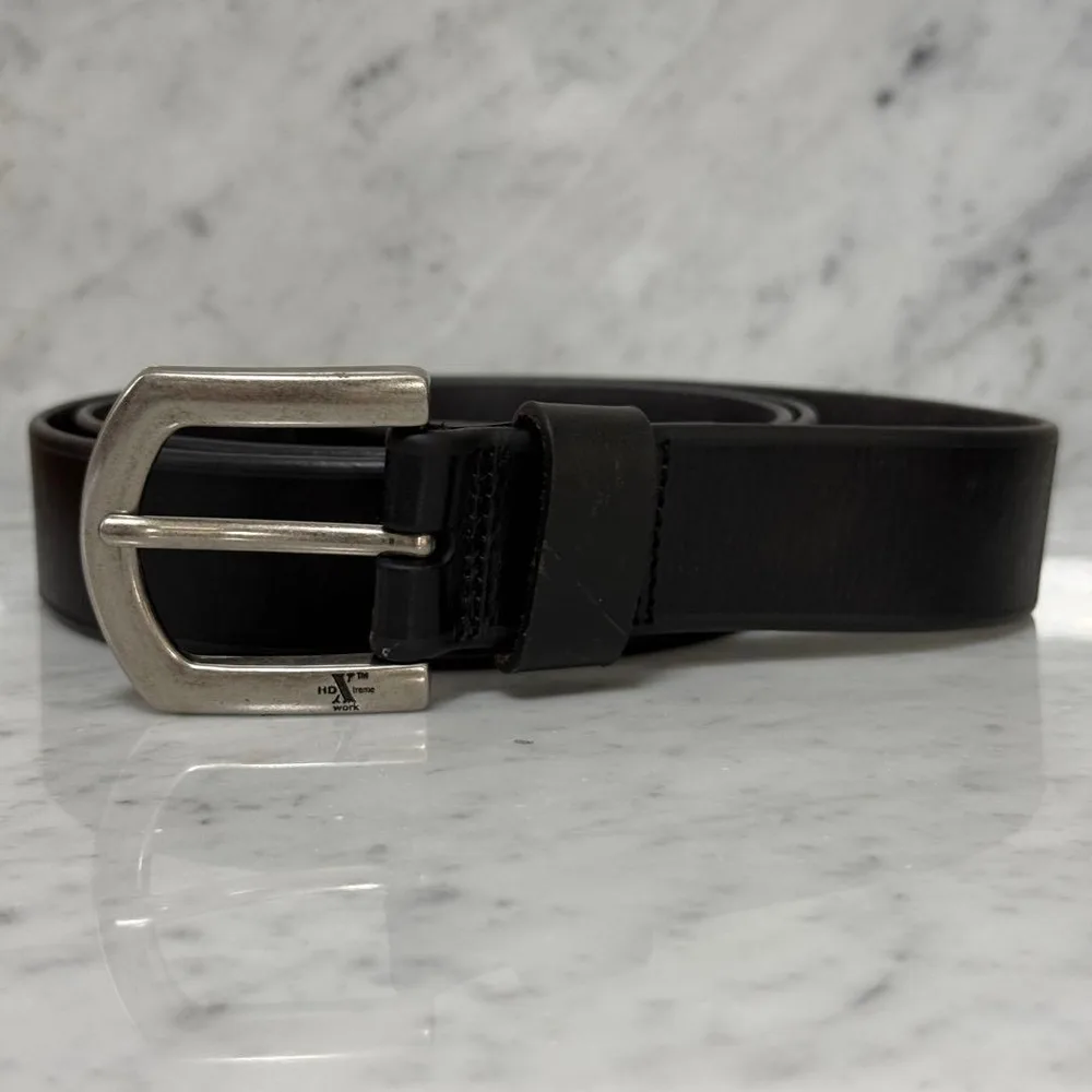 vintage X work レザーベルト 本革 ブラック 黒 肉厚
