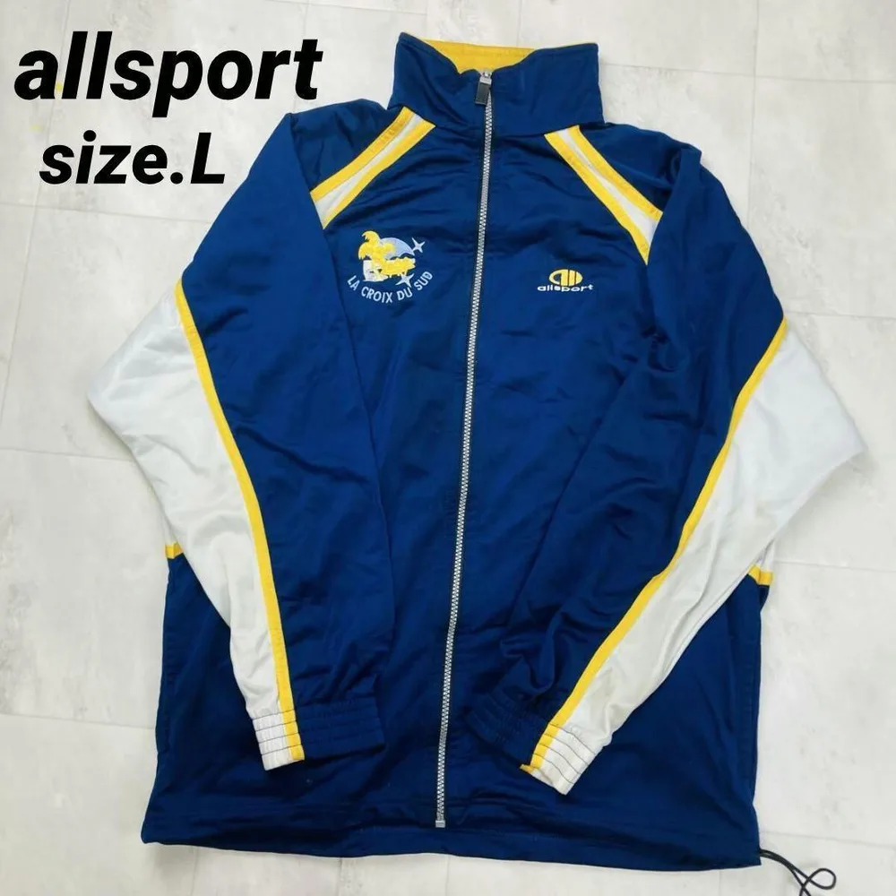 all sport ナイロンジャケット L ネイビー ウインドブレーカー汚れあり